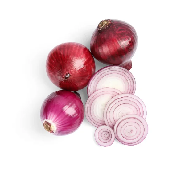 Ripe Red Onions White Background — Stock Photo, Image