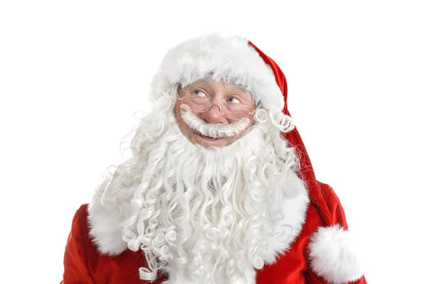 Portrait Authentic Santa Claus White Background — Stock Photo, Image