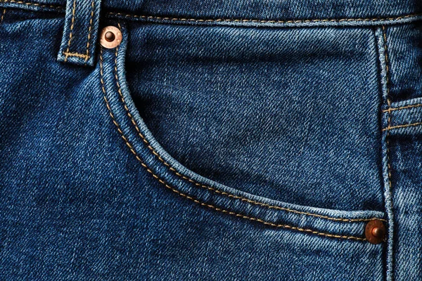 Vista Vicino Della Tasca Jeans Come Sfondo — Foto Stock