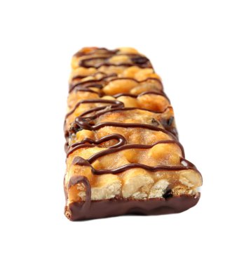 Tahıl gevreği çubuk çikolata beyaz arka plan üzerinde. Sağlıklı snack