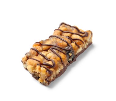 Tahıl gevreği çubuk çikolata beyaz arka plan üzerinde. Sağlıklı snack