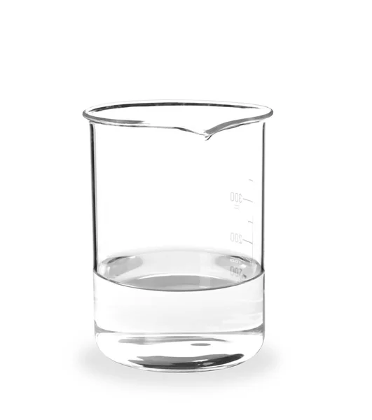 Beaker Con Líquido Sobre Fondo Blanco Equipo Análisis Laboratorio — Foto de Stock