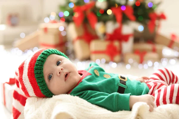 Cute Baby Christmas Costume Home — Stock Photo, Image