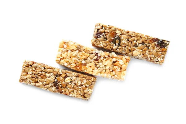 Diferentes Barras Cereales Grano Sobre Fondo Blanco Snack Saludable —  Fotos de Stock