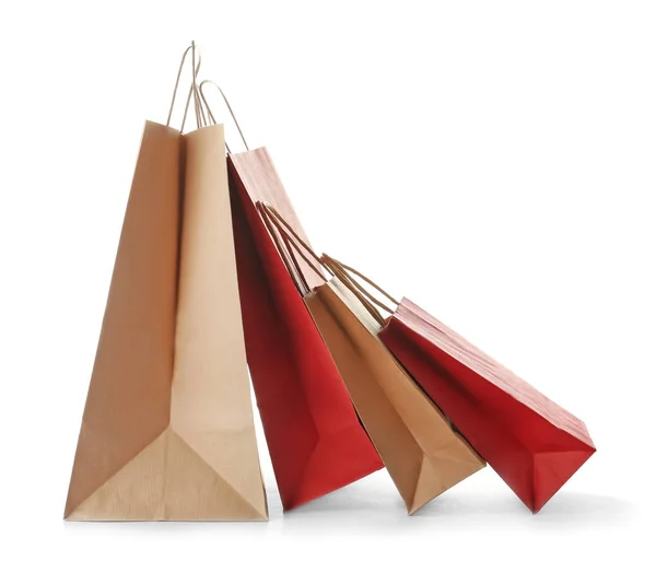 Empty Paper Shopping Bags White Background — Stock Photo, Image