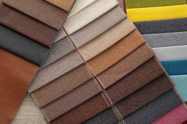 Farklı döşemelik kumaş örnekleri, portre. İç tasarım