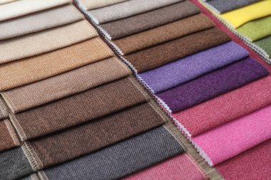 Farklı döşemelik kumaş örnekleri, portre. İç tasarım