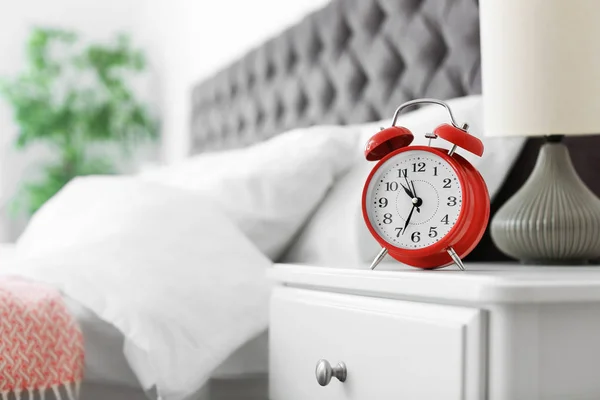 Analog Alarm Clock Table Bedroom Time Day — Stock Photo, Image