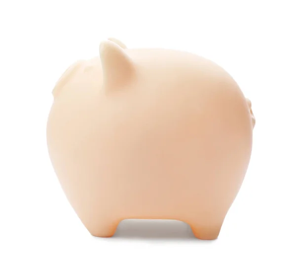 Schattig Piggy Bank Witte Achtergrond Geld Besparing — Stockfoto