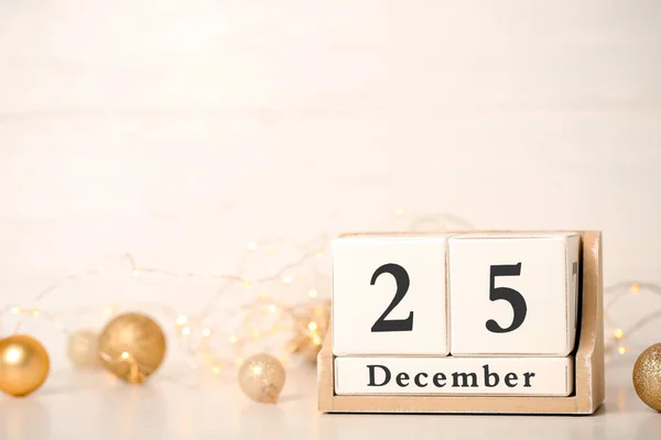 Block Calendar Festive Garland Table Christmas Countdown — Stock Photo, Image