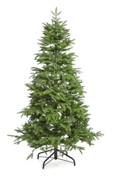 Grüner Weihnachtsbaum Auf Weißem Hintergrund — Stockfoto