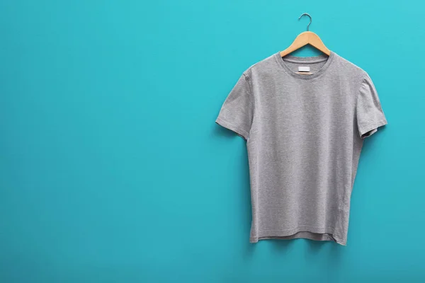 Hanger Blank Shirt Color Background Mockup Design — Stock Photo, Image