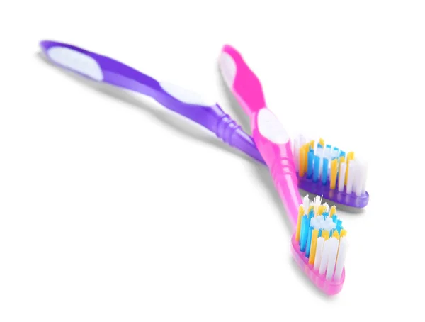 Color Toothbrushes White Background Dental Care — Stock Photo, Image