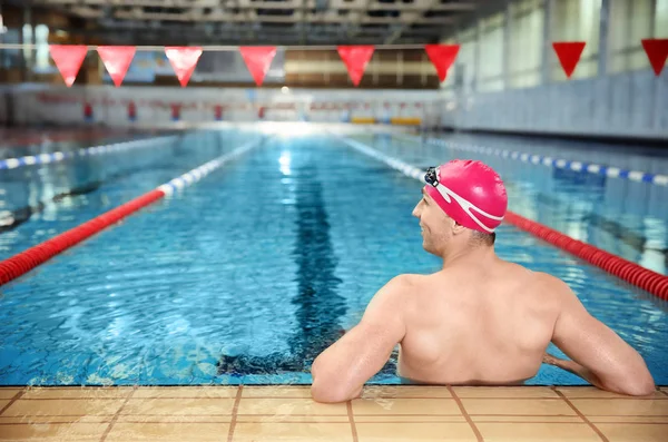 Young Athletic Man Swimming Pool Stock Image