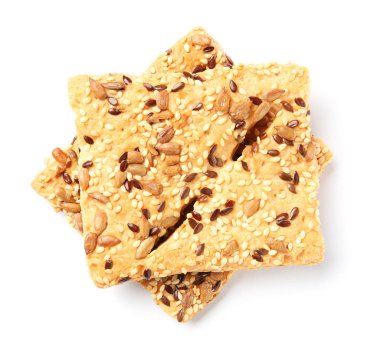 Tahıl gevreği çerezleri beyaz arka plan üzerinde. Sağlıklı snack