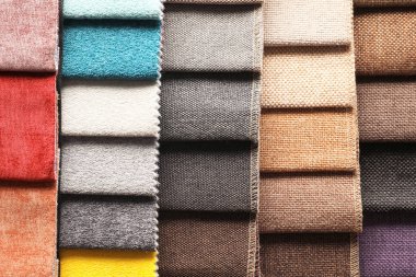 İç tasarım arka plan olarak için farklı renk kumaş örnekleri