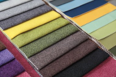 Farklı döşemelik kumaş örnekleri, portre. İç tasarım