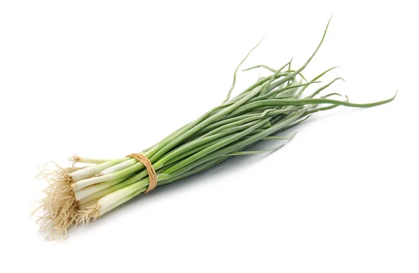 Tied Fresh Green Onion White Background — Stock Photo, Image