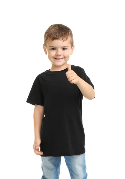 Liten Pojke Shirt Vit Bakgrund Mockup För Design — Stockfoto