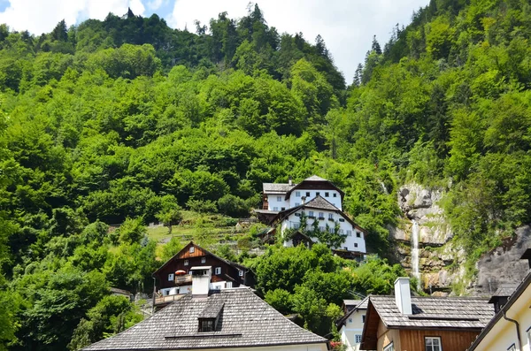 Pintoresca Vista Ciudad Con Hermosos Edificios Cerca Del Bosque Montaña —  Fotos de Stock