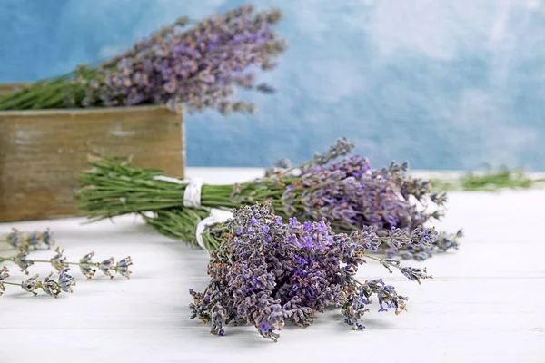 Composición Con Flores Lavanda Flor Mesa —  Fotos de Stock