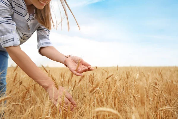 Young Agronomist Grain Field Cereal Farming — Stock Photo, Image
