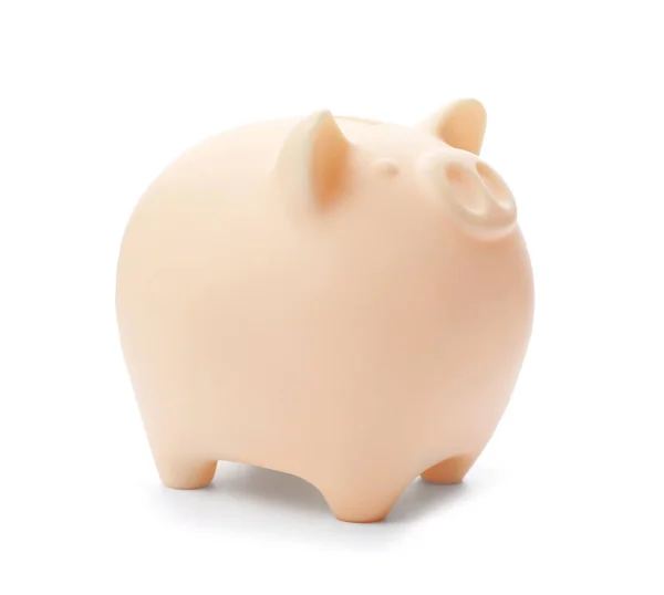Schattig Piggy Bank Witte Achtergrond Geld Besparing — Stockfoto