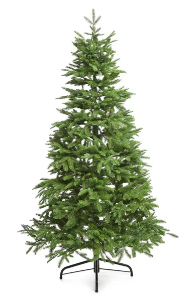 Groene Kerstboom Witte Achtergrond — Stockfoto