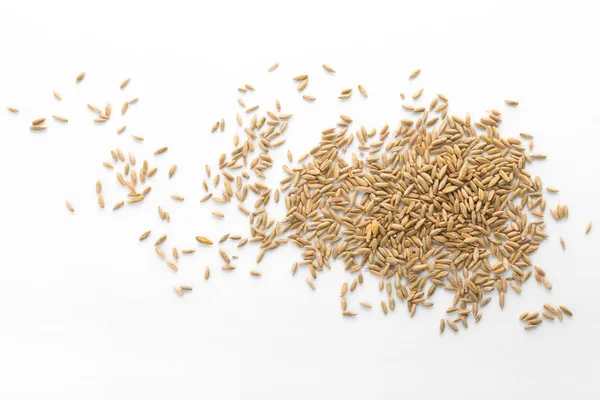 Centeno Crudo Sobre Fondo Blanco Granos Cereales Sanos — Foto de Stock