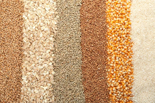 Différents Types Céréales Grains Comme Toile Fond — Photo