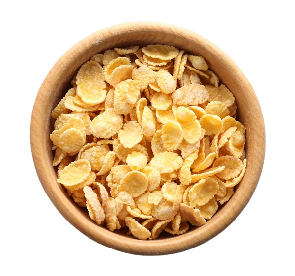Schüssel Mit Cornflakes Auf Weißem Hintergrund Gesunde Körner Und Getreide — Stockfoto