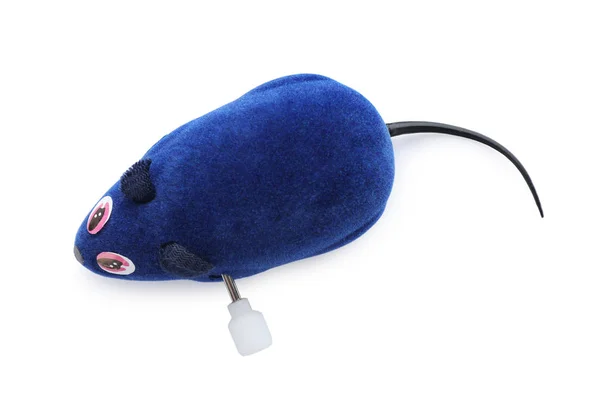 Clockwork Mouse Untuk Kucing Latar Belakang Putih Mainan Hewan Peliharaan — Stok Foto