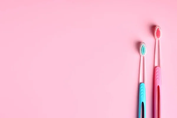 Manual Toothbrushes Color Background Dental Care — Stock Photo, Image