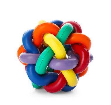 Renkli top beyaz arka plan üzerinde köpek için. Evde beslenen hayvan oyuncak