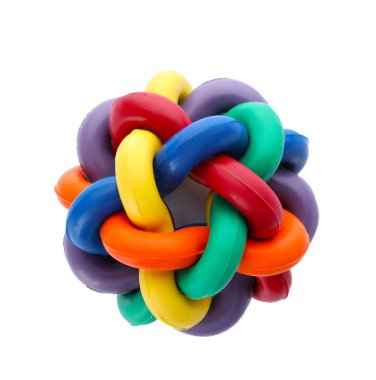 Renkli top beyaz arka plan üzerinde köpek için. Evde beslenen hayvan oyuncak