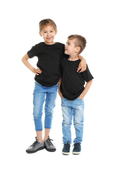 Kleine Kinder Shirts Auf Weißem Hintergrund Design Attrappe — Stockfoto