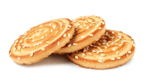 Μπισκότα Δημητριακών Κόκκους Άσπρο Φόντο Υγιεινό Σνακ — Φωτογραφία Αρχείου
