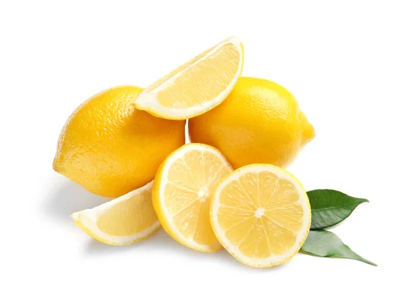 Свежие Спелые Лимоны Белом Фоне — стоковое фото