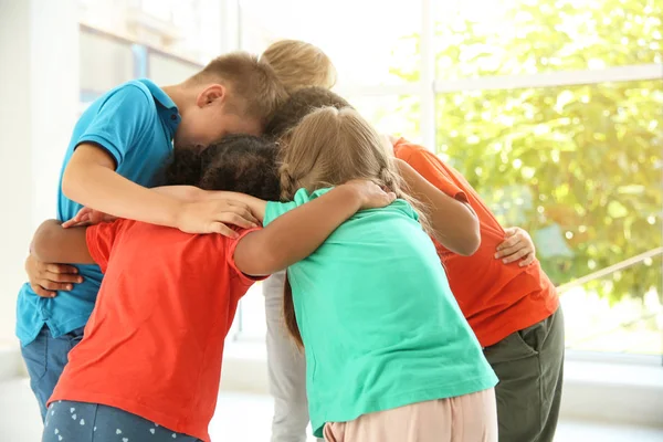 Little Children Making Circle Hands Each Other Indoors Unity Concept — Stock Photo, Image