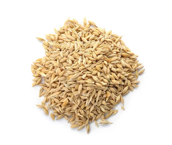 Rohe Gerste Auf Weißem Hintergrund Gesunde Körner Und Getreide — Stockfoto