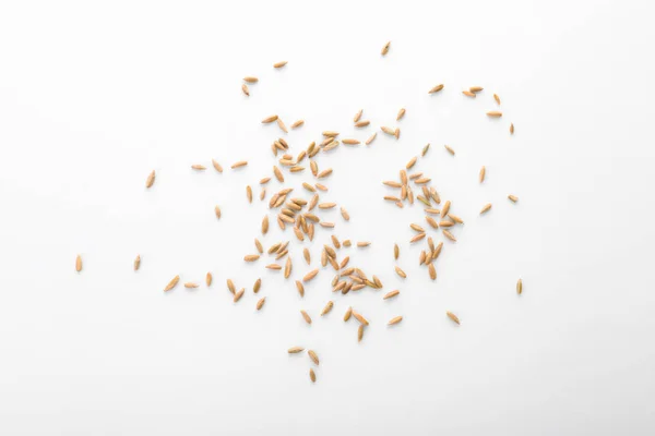 Centeio Cru Fundo Branco Grãos Cereais Saudáveis — Fotografia de Stock