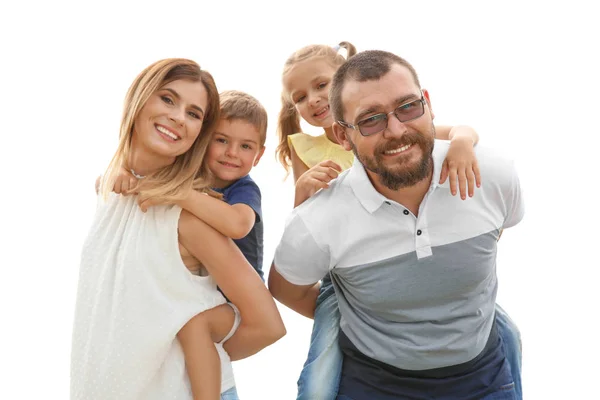 Família Feliz Passar Tempo Junto Com Seus Filhos Livre — Fotografia de Stock