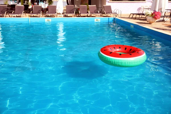 Inflatable Ring Floating Swimming Pool Sunny Day — Stock Photo, Image