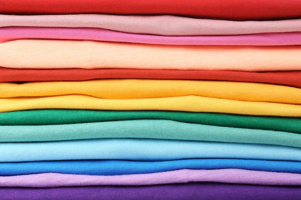 Stapel Kleurrijke Shirts Close — Stockfoto
