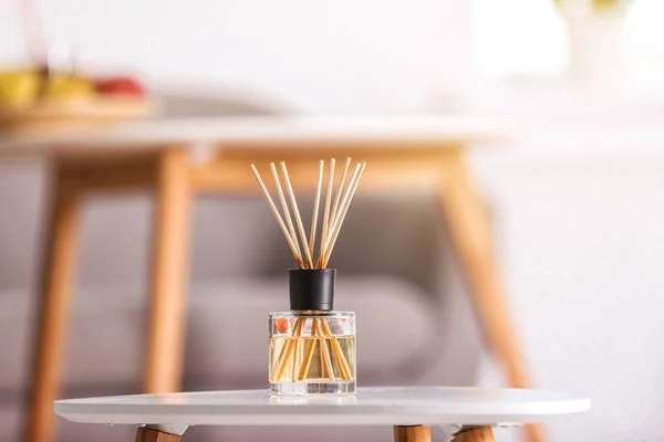 Aromatic Reed Air Freshener Table Blurred Background — Stock Photo, Image