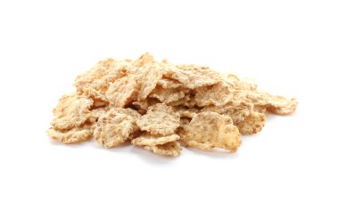 Buğday gevreği beyaz arka plan üzerinde. Sağlıklı tahıl ve tahıl