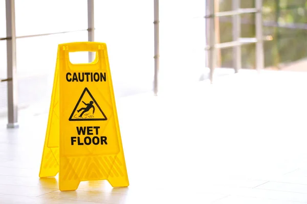 Safety Sign Phrase Caution Wet Floor Indoors Cleaning Service — Stock Photo, Image