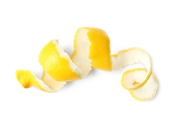 Beyaz Arka Plan Üzerinde Olgunlaşmış Taze Limon Kabuğu — Stok fotoğraf