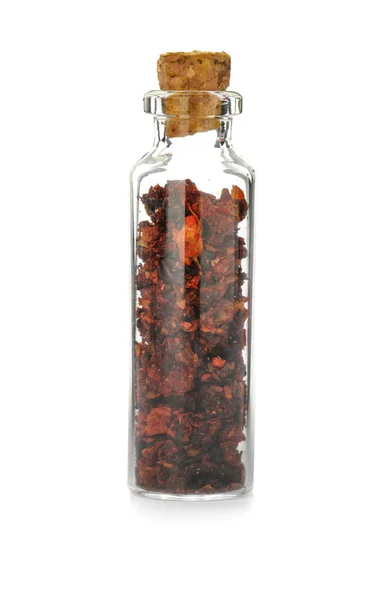 Glass Bottle Spice White Background — Stock Photo, Image