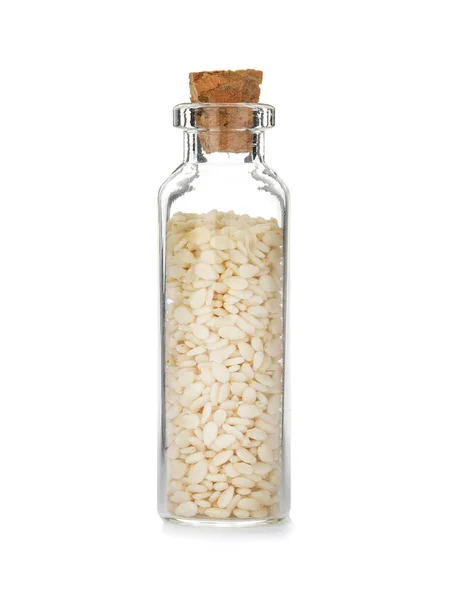 Glass Bottle Spice White Background — Stock Photo, Image